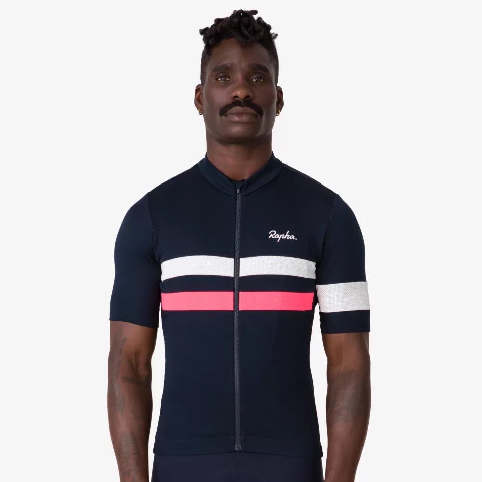 Rapha Jerseys>Men'S Brevet Jersey Dark Navy/High-Vis Pink/White