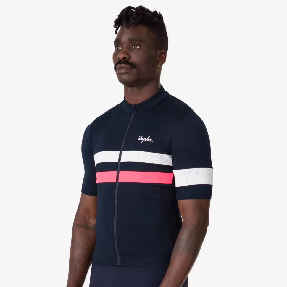 Rapha Jerseys>Men'S Brevet Jersey Dark Navy/High-Vis Pink/White