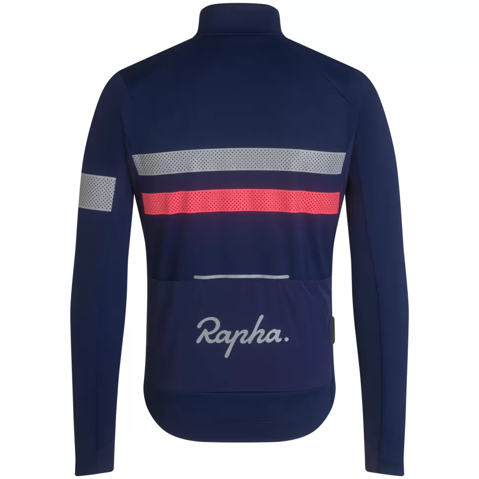 Rapha Jerseys>Men'S Brevet Long Sleeve Gore-Tex Infinium Jersey Navy/Hi-Vis Pink