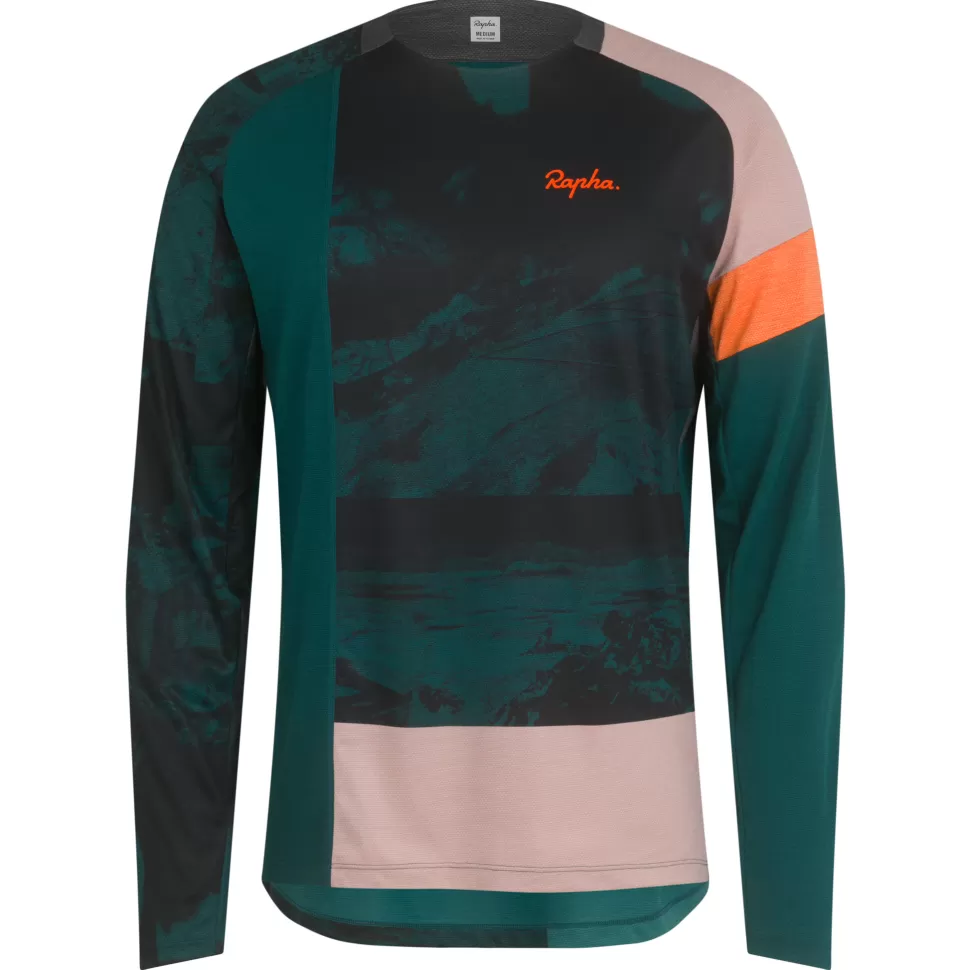 Rapha Jerseys, Jackets & Tops>Men'S Printed Trail Long Sleeve Technical T-Shirt Pistachio/Orange