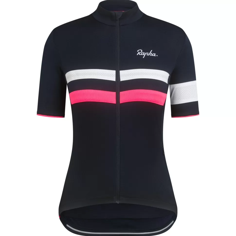 Rapha Jerseys>Women'S Brevet Jersey Dark Navy/High-Vis Pink