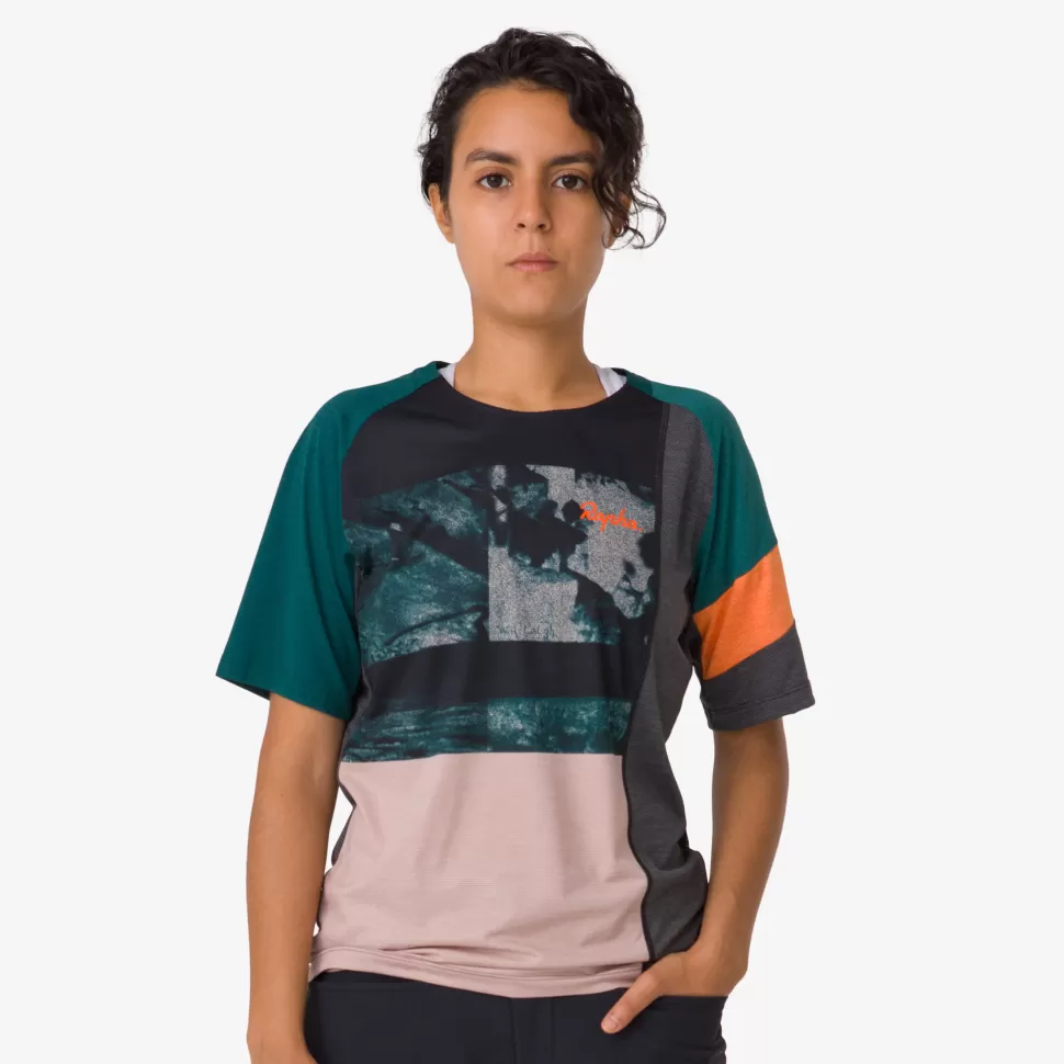 Rapha Jerseys, Jackets & Tops>Women'S Printed Trail Technical T-Shirt Pistachio/Orange